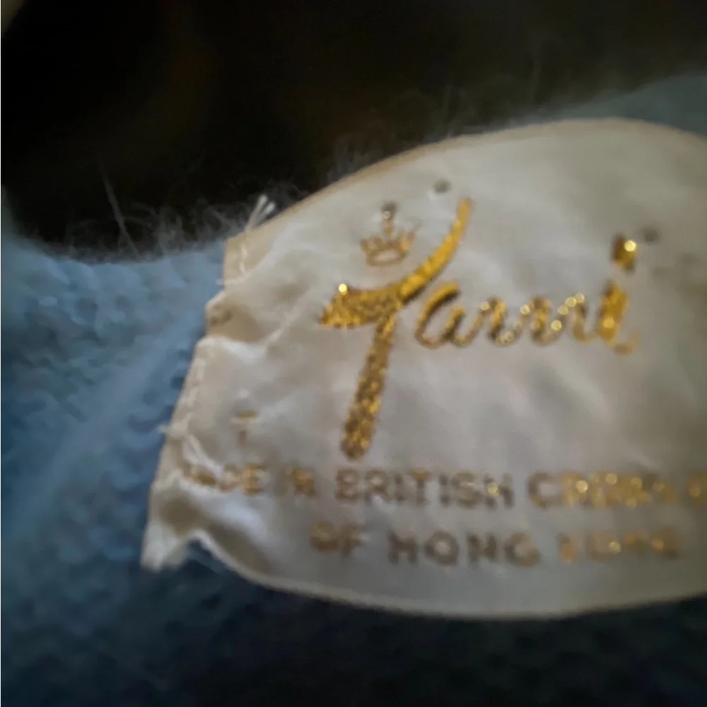 VTG 60s Blue Angora Wool Blend Short Sleeve Sweater XS S Doen Vibes - Picture 6 of 6